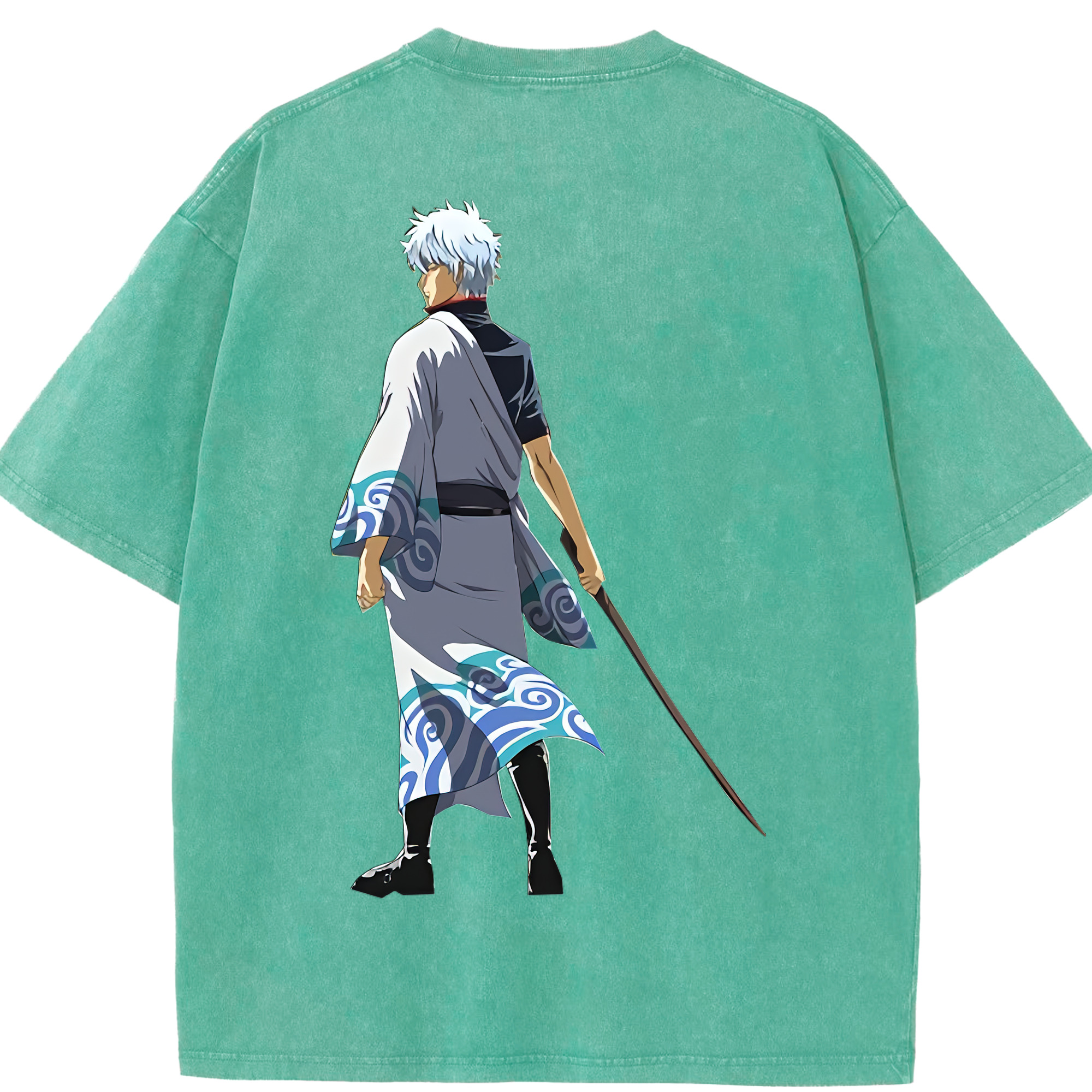 （画像用） ぎんたま 坂田銀時（さかたぎんとき） 神楽 志村新八（しむら しんぱち） GINTAMA Sakata Gintoki Kagura Shimura Shinpachi 綿100% ヴィンテージ風 半袖Tシャツ（背面プリント）